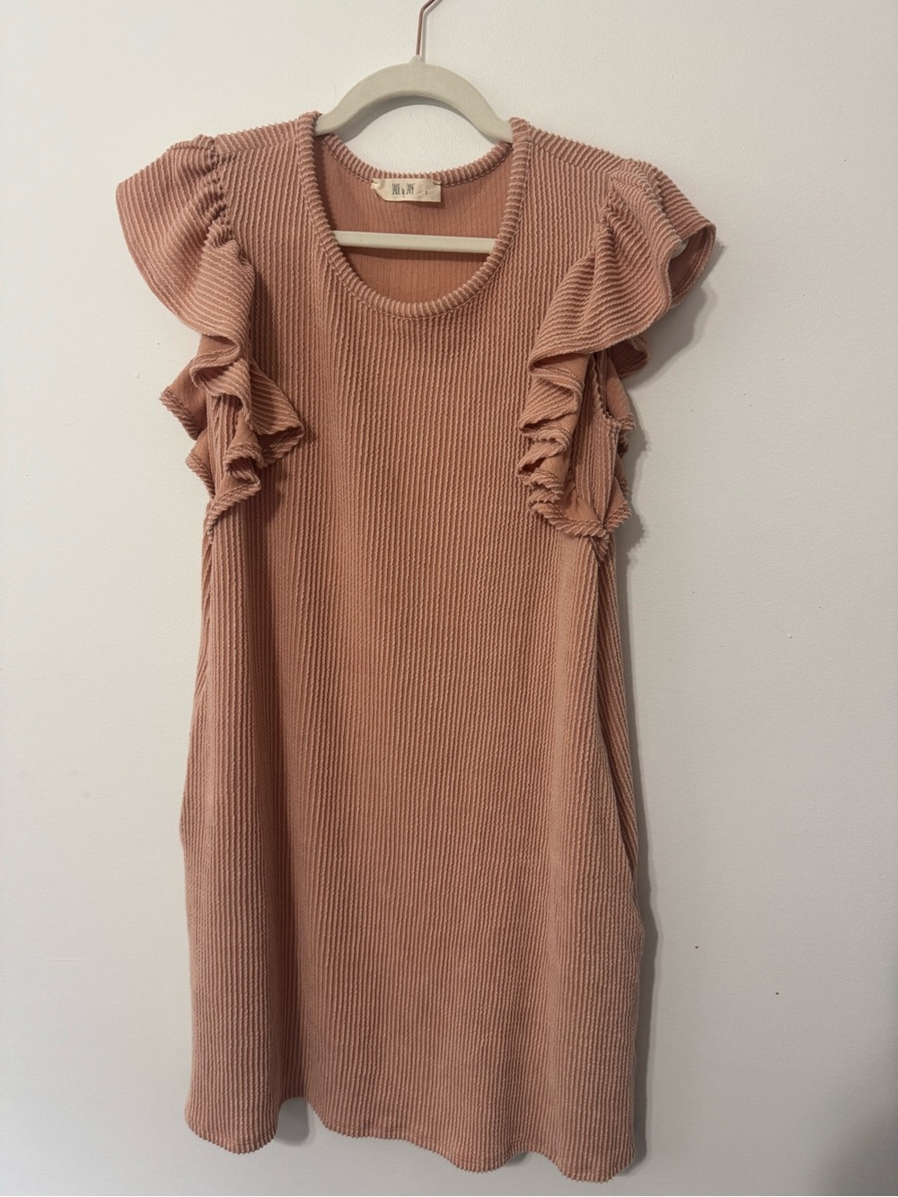 Jade by Jane Ribbed Ruffle Sleeve Dress